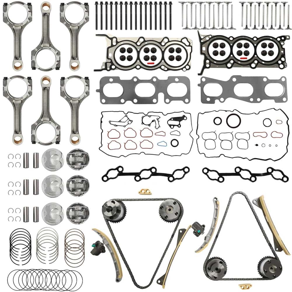 G6DH 3.3L Engine Rebuild Kit Timing Chain Head Gasket Intake Exhaust Valves Connecting Rod Fit Hyundai Kia
