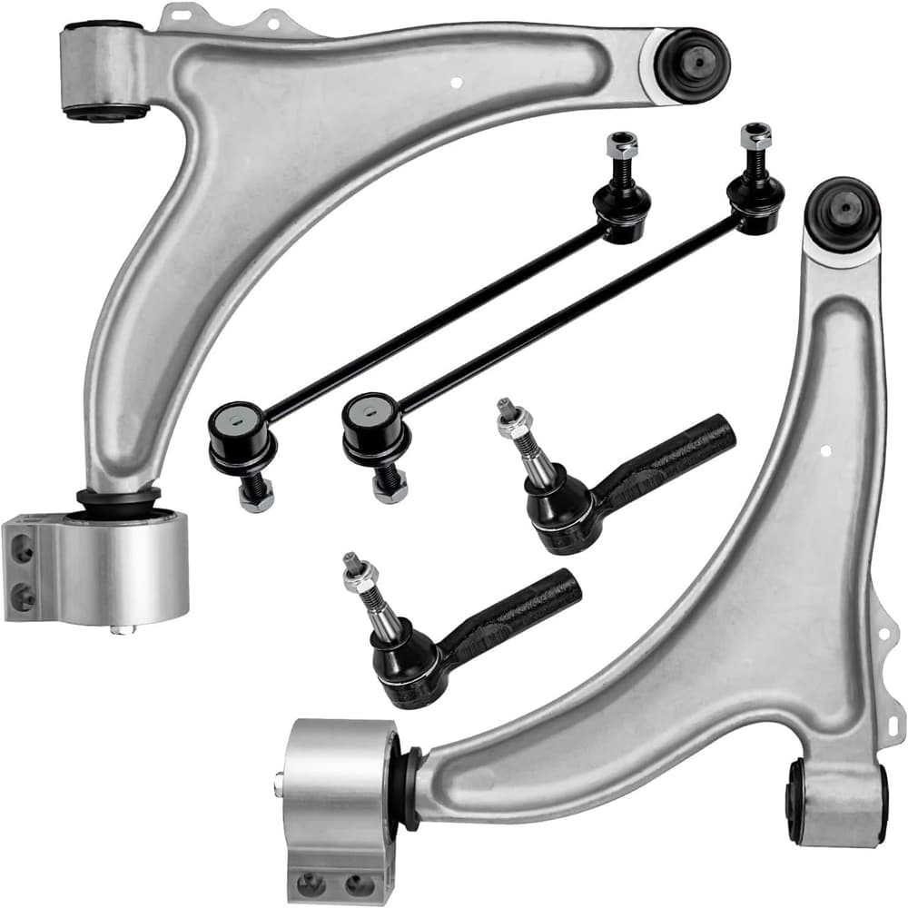6Pcs Front Lower Control Arm w/Ball Joint Sway Bar Link Outer Tie Rod