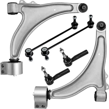 6Pcs Front Lower Control Arm w/Ball Joint Sway Bar Link Outer Tie Rod
