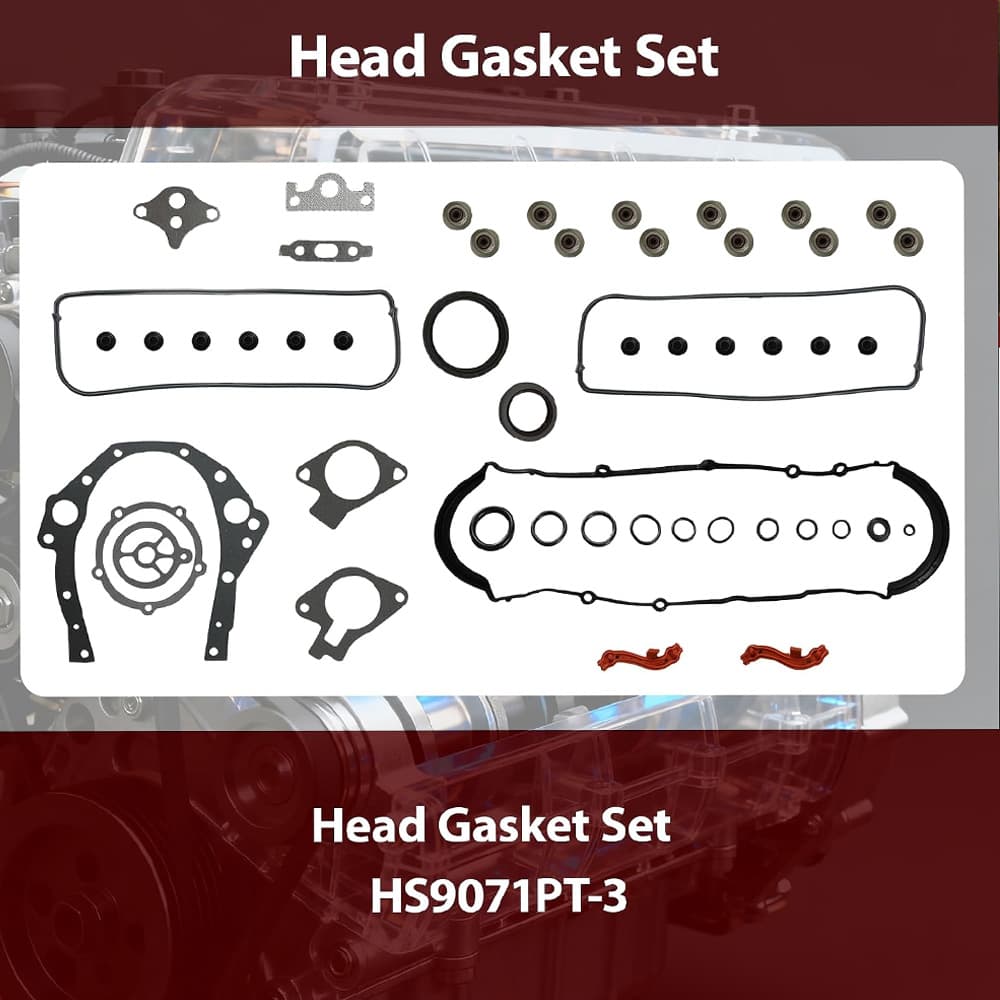Engine head gasket kit featuring gaskets and bolts designed for GM 3.4L V6 applications in Chevy Equinox and Pontiac Torrent (2003-2009).