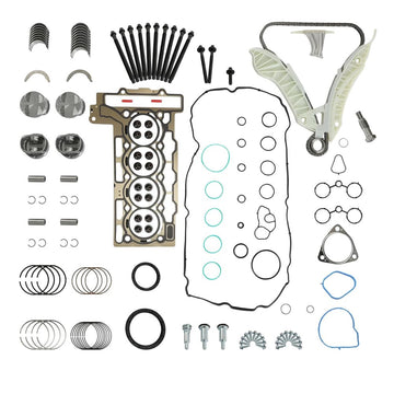 Head Gasket Timing Chain Kit Main Bearings Piston Engine Rebuild Parts
