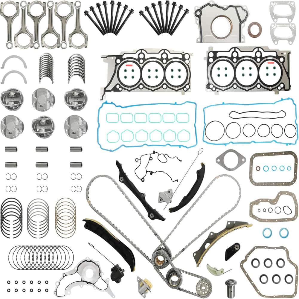 Jeep 3.6 Overhaul Gasket Kit With Timing Chain Piston Connecting