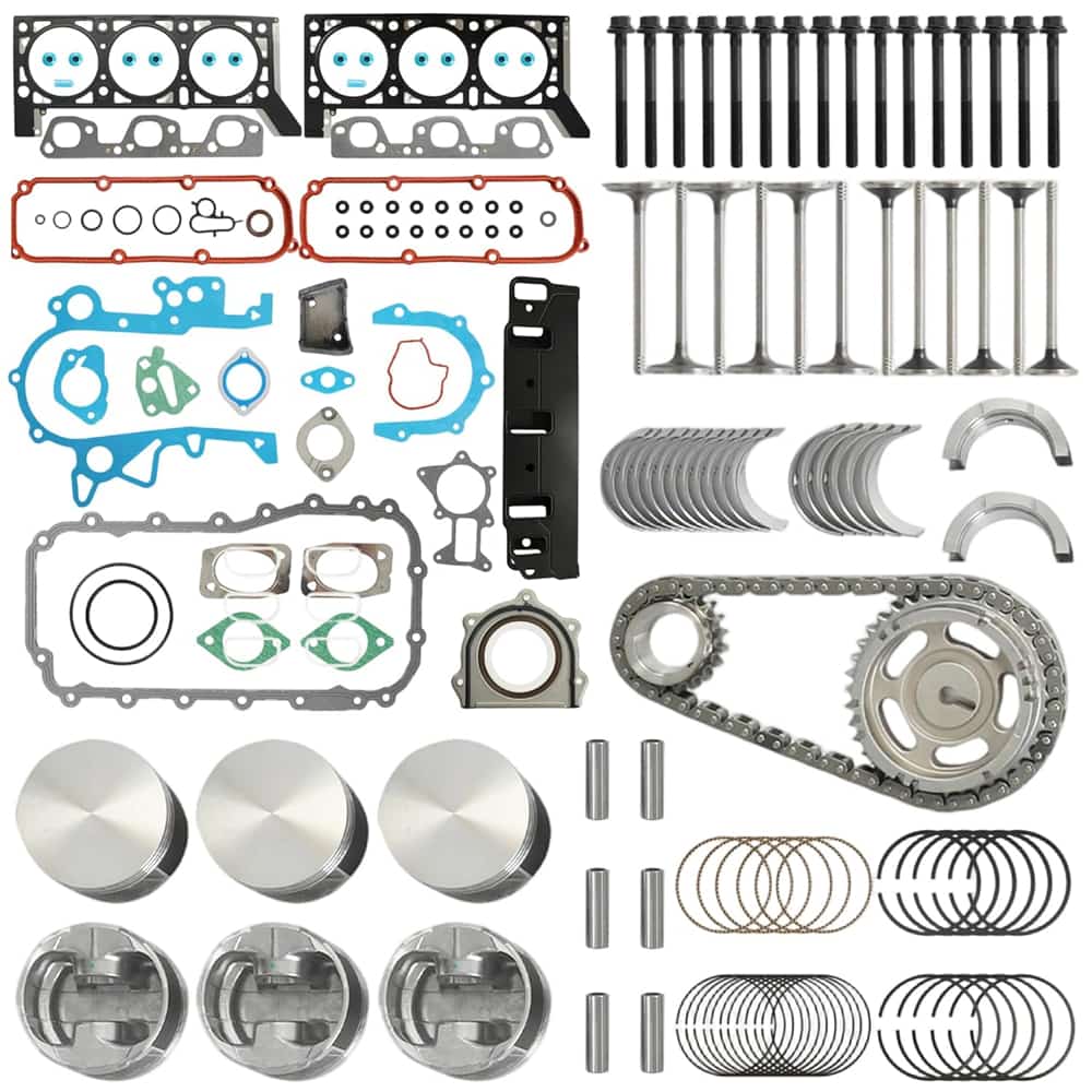 3.8L Engine Rebuild Kit: Gasket Set Pistons With Rings, Bearings Intake Exhaust Valves, Valve Seals Head Bolts & Timing Sprocket Kit