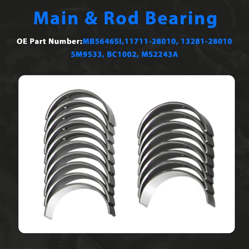 2.4L Main & Connecting Rod Bearings Set Fit Toyota Corolla RAV4 Scion tC xB Lexus HS250h 2001-2013 Engine
