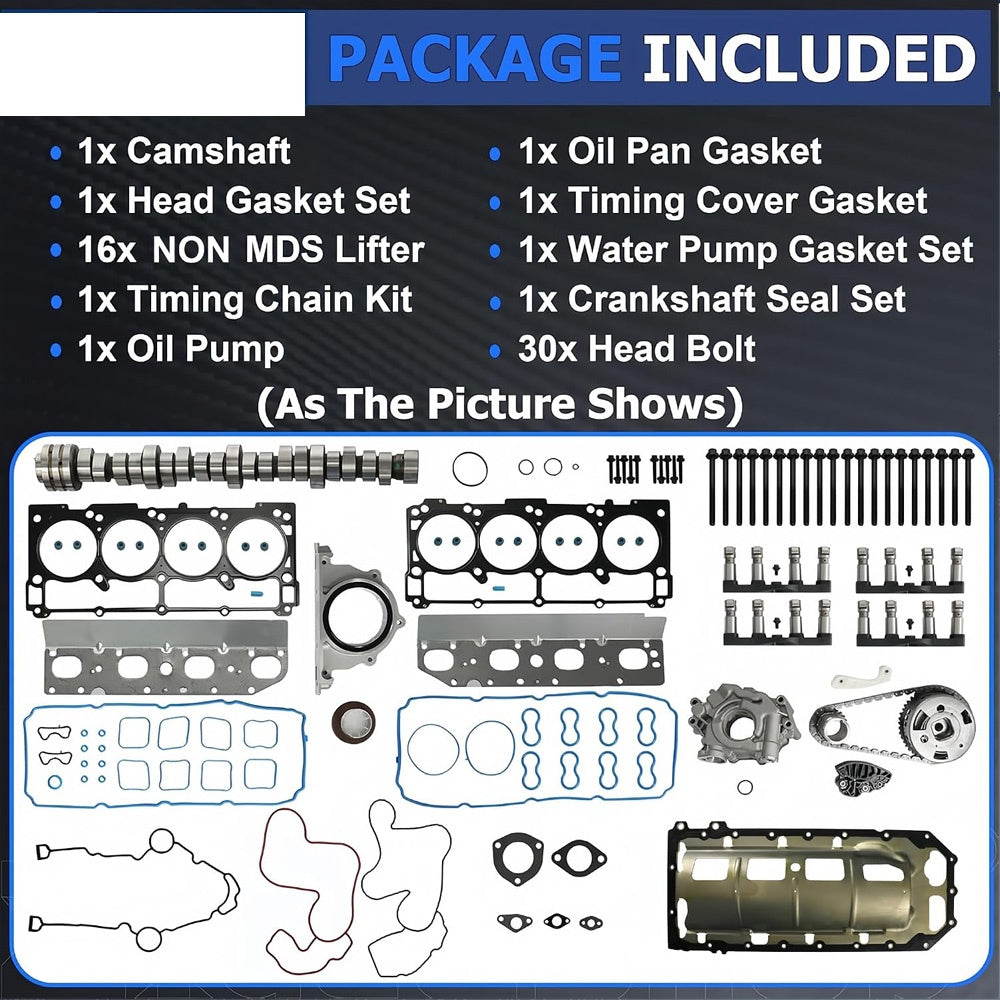 Non-MDS 5.7 Hemi camshaft lifter kit. Delete factory MDS system, eliminate lifter failure & tick noise for Jeep Chrysler Dodge Ram 2009-2017.