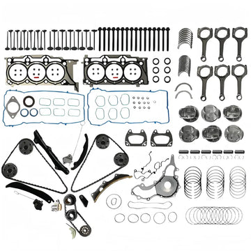 Complete 3.6L V6 Engine Rebuild Kit for Jeep Dodge Chrysler RAM - Includes Gaskets, Timing Chain, Rods, Bearings, Pistons & Valves