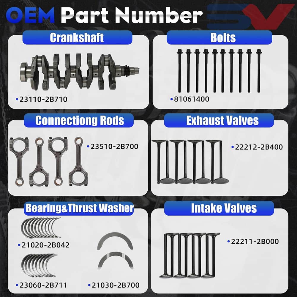 G4FJ 1.6T Engine Rebuild Overhaul Kit Fit Hyundai Sonata Veloster Tucson Kia Soul Seltos
