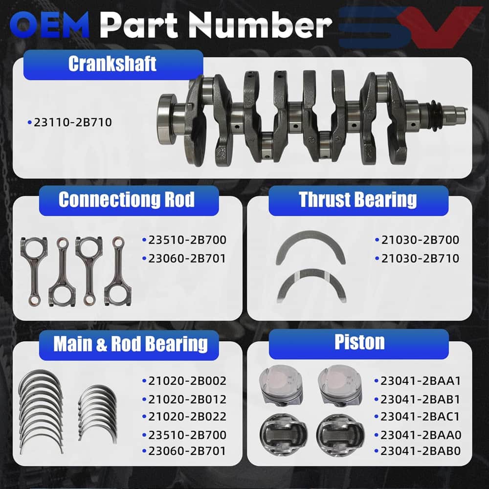 Rebuild Overhaul Kit For Hyundai 1.6T G4FJ Engine 