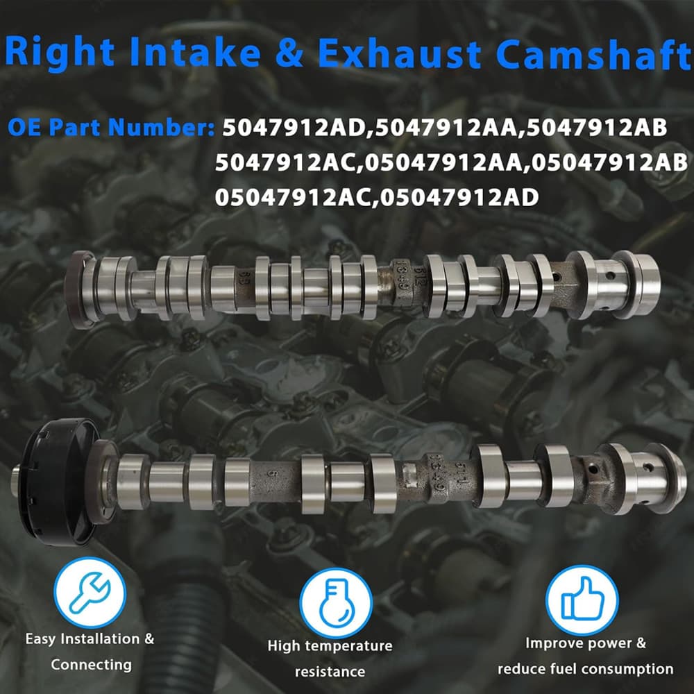 4-piece full camshaft kit for 3.6L Pentastar V6, resolves ticking noise and engine misfire, direct fit. 1-Year Warranty & Free Shipping.
