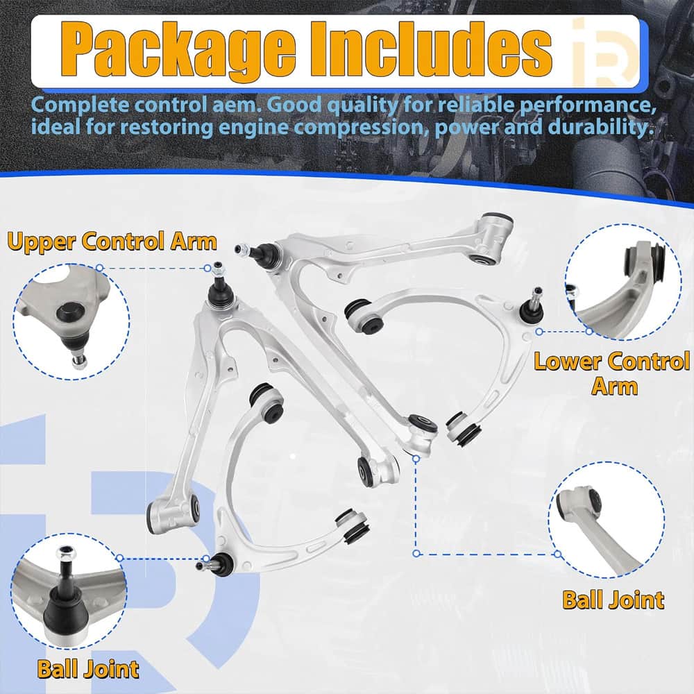 Complete Front Suspension Overhaul Kit (4pcs). Driver & Passenger Side Upper/Lower Control Arms with Ball Joints. Compatible with GM Trucks & SUVs (Silverado/Sierra/Yukon/Escalade) 2014-2016. Replaces MS501184, MS501233.