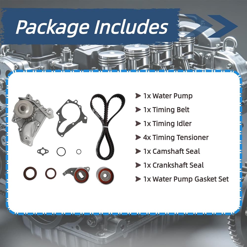 High-quality timing belt and water pump kit engineered for Toyota 2.0L and 2.2L 3S-FE/5S-FE engines, supporting 1987-2001 Camry and RAV4 vehicles with durable materials for long-lasting engine timing service.
