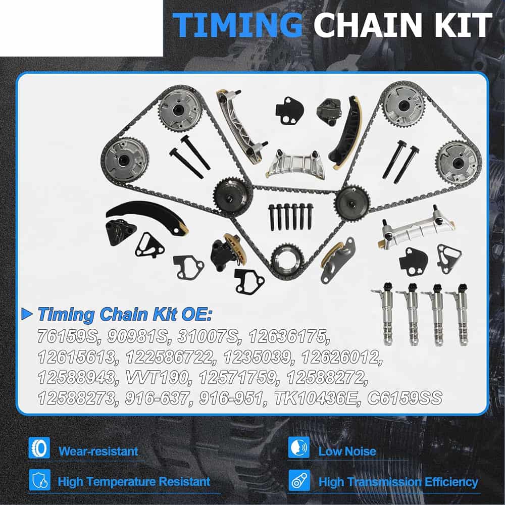 3.6L V6 Engine Rebuild Overhaul Kit Timing Chain Head Gasket for GMC Acadia Buick Enclave Saturn Outlook Chevrolet Traverse
