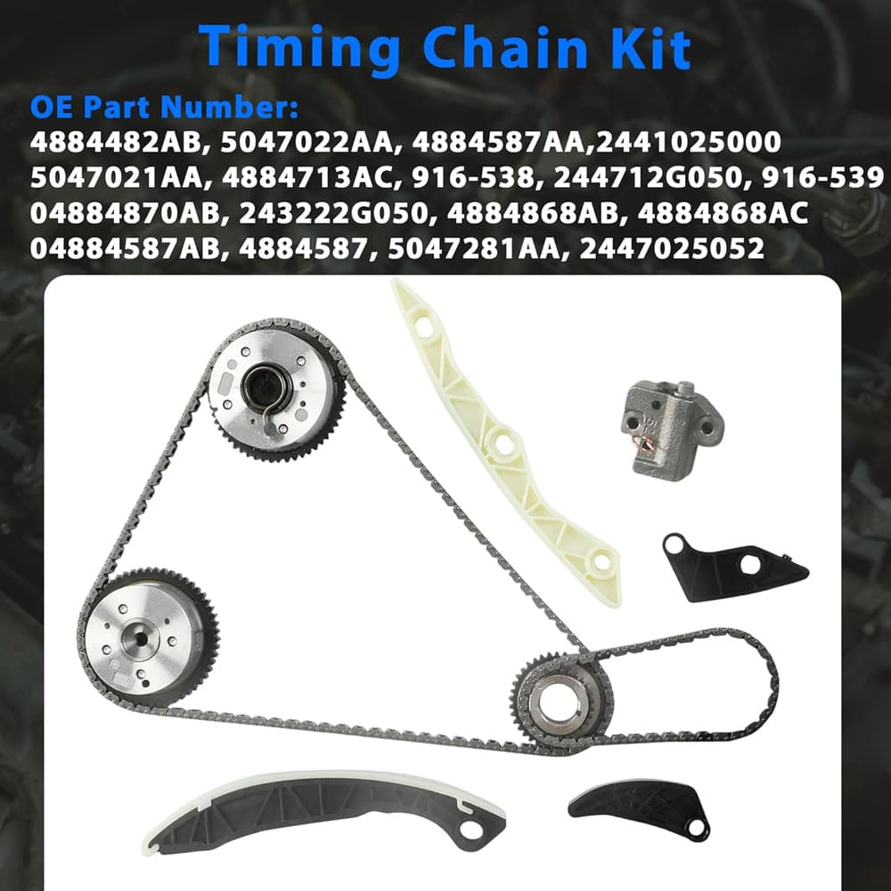Intake exhaust camshaft timing chain VVT sprocket bearing valve kit for Dodge Avenger Caliber Journey engine overhaul
