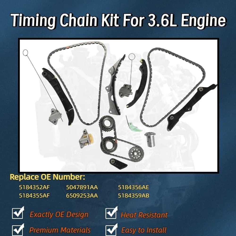 3.6 Pentastar V6 Integrated Service Kit Includes Camshaft Assembly, Timing Chain Set, Valve Lifters and Rocker Arms, replacement overhaul parts for Jeep, Dodge, Chrysler vehicles 2011-2016