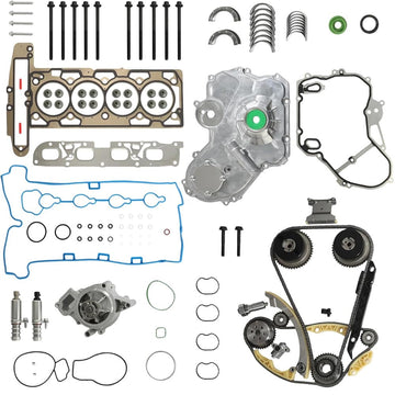 2.4L Engine Repair Master Kit: Timing Chain Set, Head Gasket, Water & Oil Pump, VVT Gear Assembly - Complete Rebuild Components