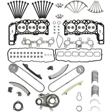 5.4L Triton Timing Chain Kit Head Gasket Set Head Bolts For Ford F150 F250 F350 Expedition
