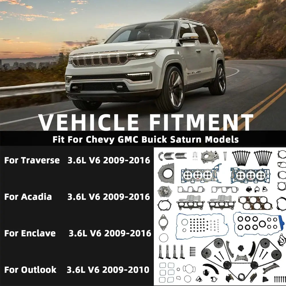 3.6L V6 Engine Rebuild Kit Fit for Chevy Traverse GMC Acadia Buick Enclave Saturn Outlook