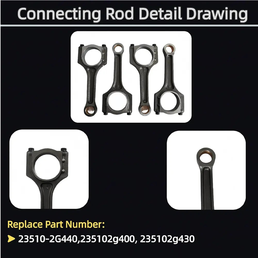 Connecting Rod Detail Drawing & OEM Part Number For Hyundai Kia G4KH 2.0L Turbo