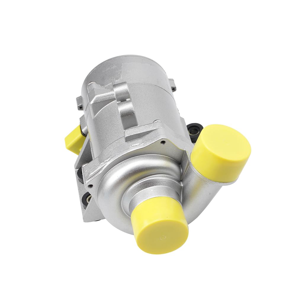 Electric Water Pump for BMW N52 3.0L, Yellow Dust Caps on Coolant Ports, Engine Cooling Assembly