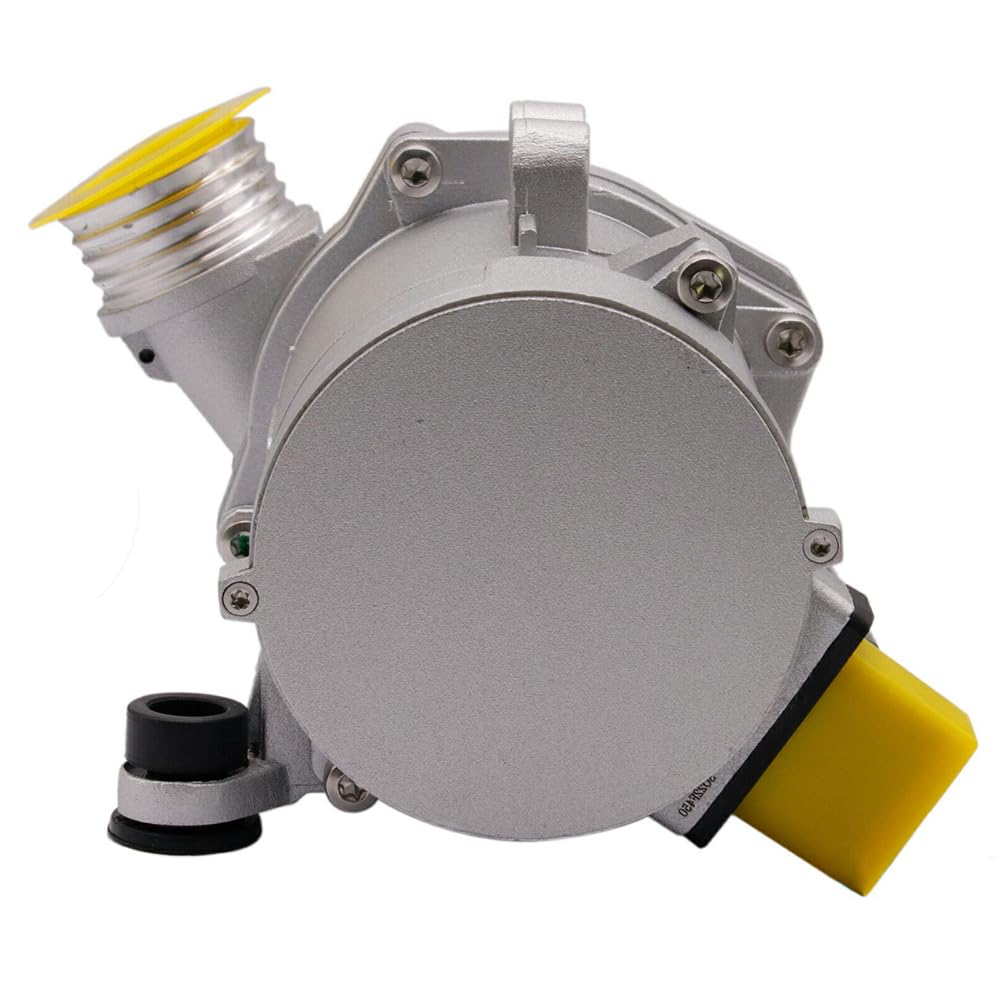 Electric Engine Water Pump for BMW N52 3.0L, Side View with Inlet Port & Mounting Holes, Replacement Water Pump Assembly