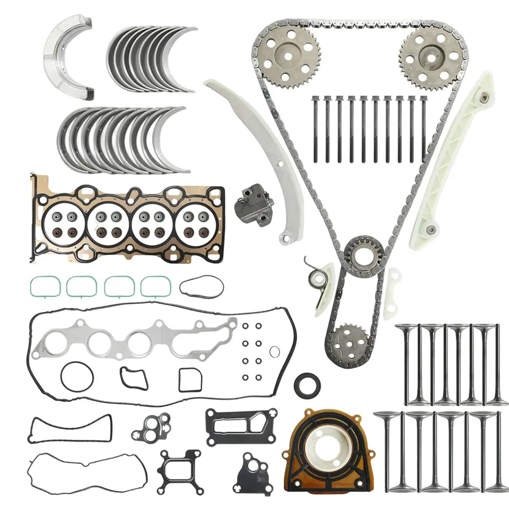 Engine Overhaul Rebuild Kit Timing Chain Head Gasket Bearings Valves Fits Ford Focus 2.0L 2.3L Mazda 3 5 6 2.3L