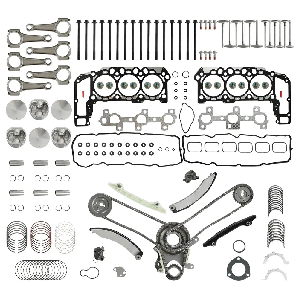 Overhaul Rebuild Kit Connecting Rod Piston Gasket Timing Chain Head Bolt Valve For Dodge Jeep Mitsubishi 3.7L V6