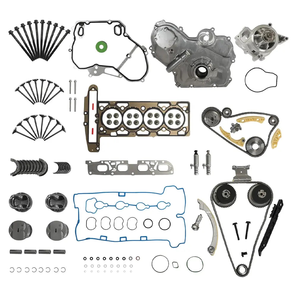 Complete 2.4L L4 engine overhaul rebuild kit timing chain head gasket pistons bearings water pump full assembly