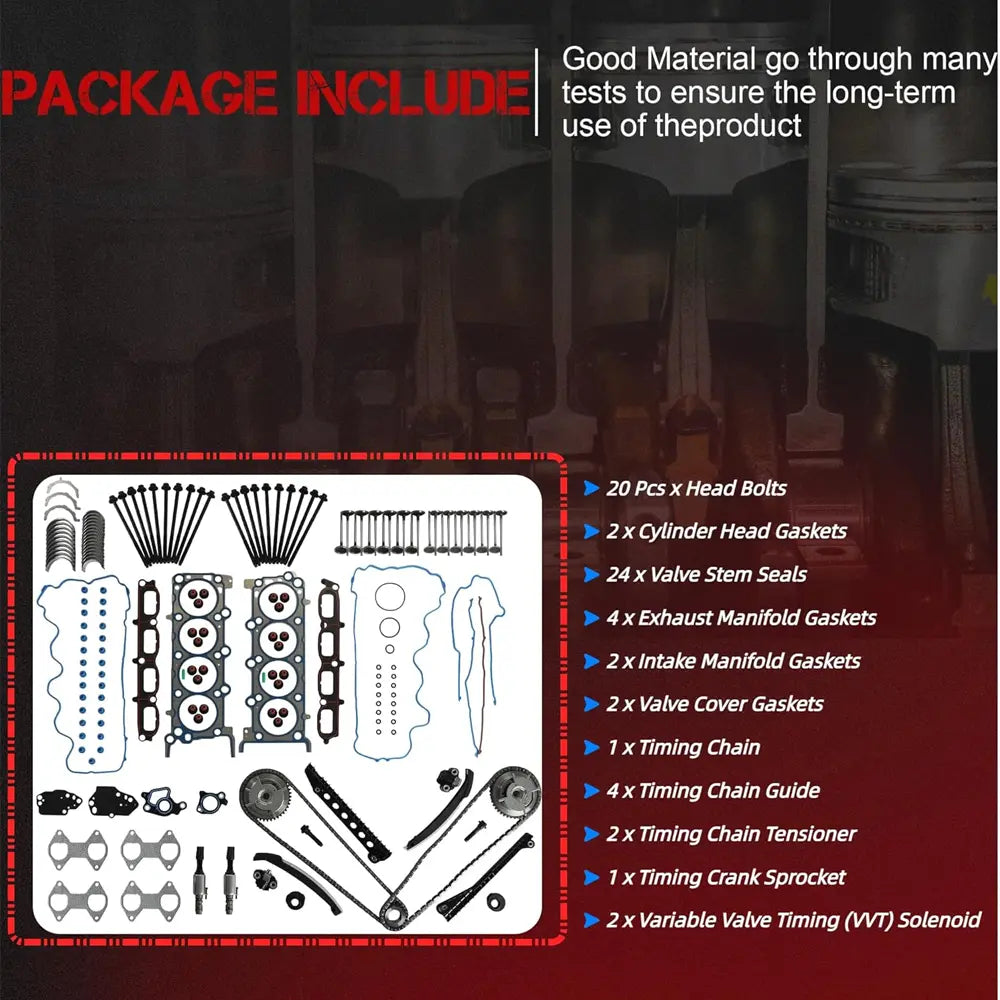 Ford 5.4L Engine Rebuild Kit Package Includes Gaskets Timing Chain VVT Solenoid