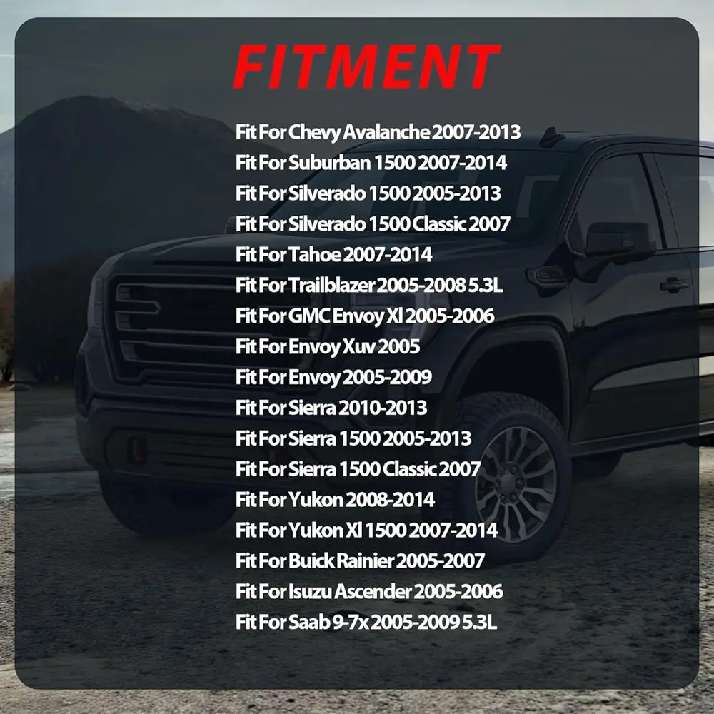 Fitment guide for 5.3L V8 rebuild kit, compatible with Chevy Silverado, Tahoe & GMC Sierra/Yukon