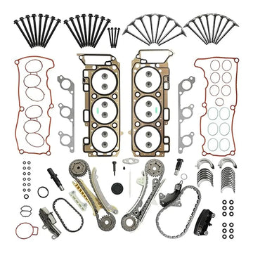 Complete Engine Overhaul Kit with Timing Chain, Head Gaskets, Bolts, Valves, Bearings, Seals and Gaskets for Ford 4.0L V6 SOHC Engine