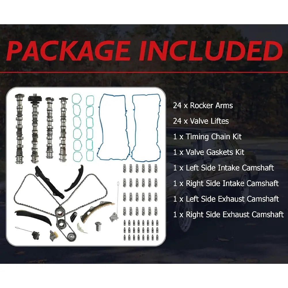 Package Included: Camshafts, Timing Chain, Rocker Arms, Lifters & Gaskets for 3.6L V6