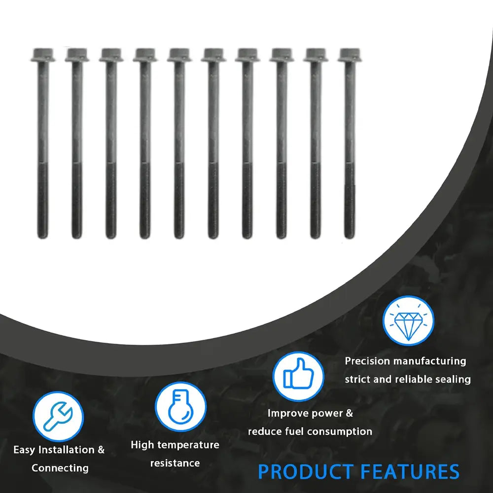 Cylinder Head Bolts Set with Easy Installation High Temperature Resistance for Ford Focus 2.0L 2.3L Mazda 3 5 6