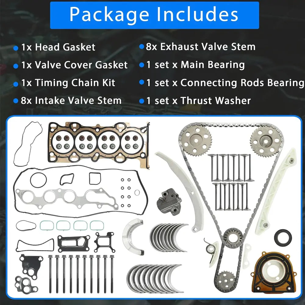 Full Engine Rebuild Kit Includes Head Gasket Timing Chain Kit Bearings Valves Connecting Rods for Ford Mazda