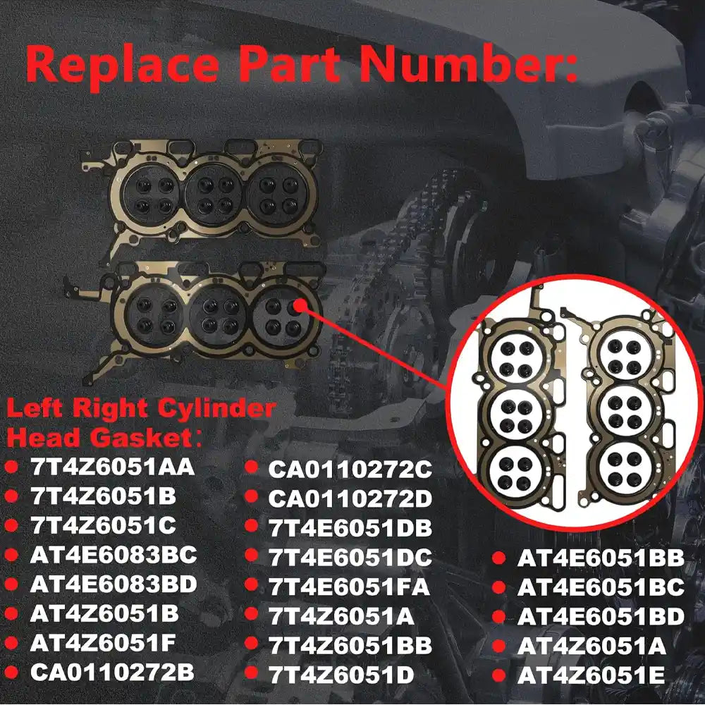 Left & Right Cylinder Head Gasket OEM Replacement Part Numbers for Ford 3.5L V6 Engine AT4Z6051A Series
