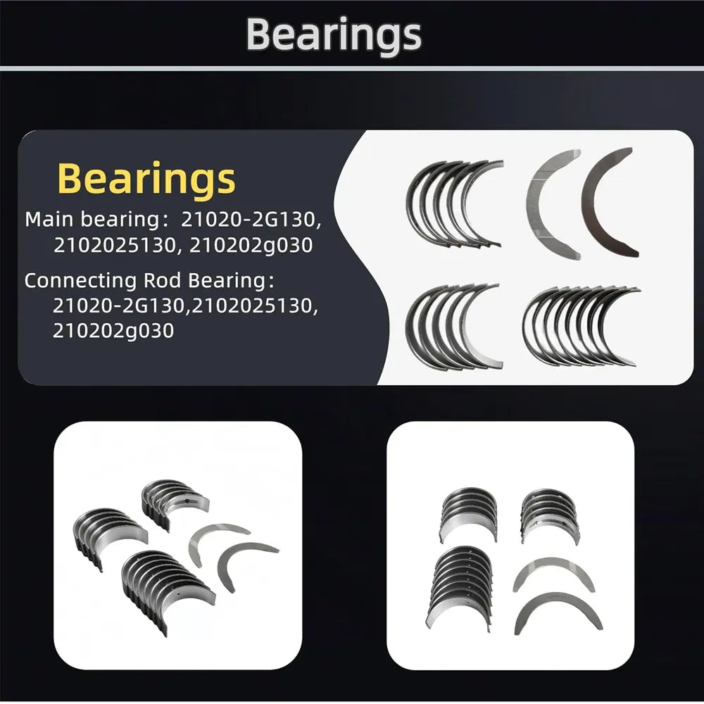 Main Bearing & Connecting Rod Bearing Set OEM Spec For G4KH 2.0T Engine Parts