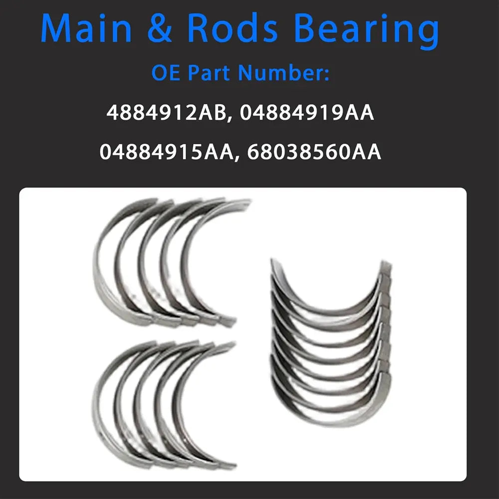 Main & Connecting Rod Bearings 4884912AB 04884919AA 04884915AA for 2.4L Engine
