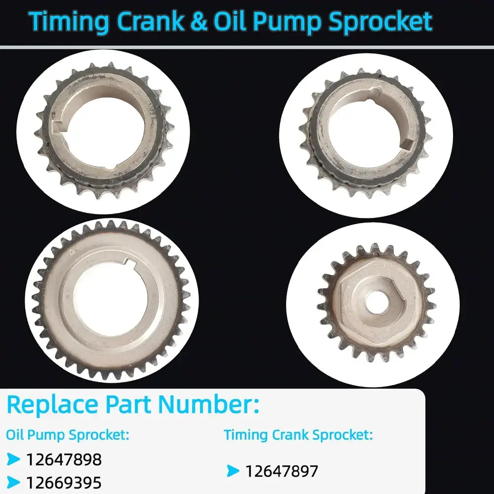 Timing Crankshaft & Oil Pump Sprocket Set, OE Replace 12647897 (Crank) 12647898 12669395 (Oil Pump) for GM 3.6L V6