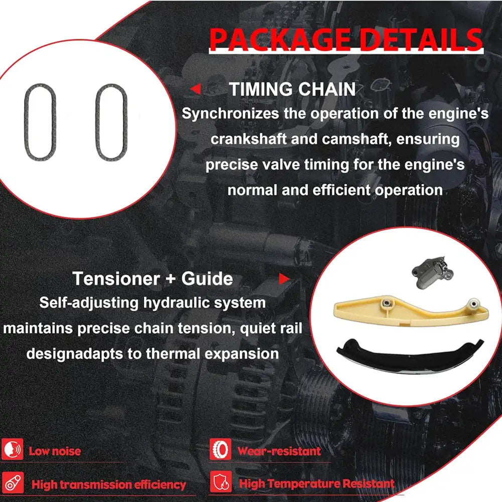 Timing Chain Tensioner & Guide Assembly for Ford 3.5L V6, Low Noise Wear-Resistant Engine Timing System