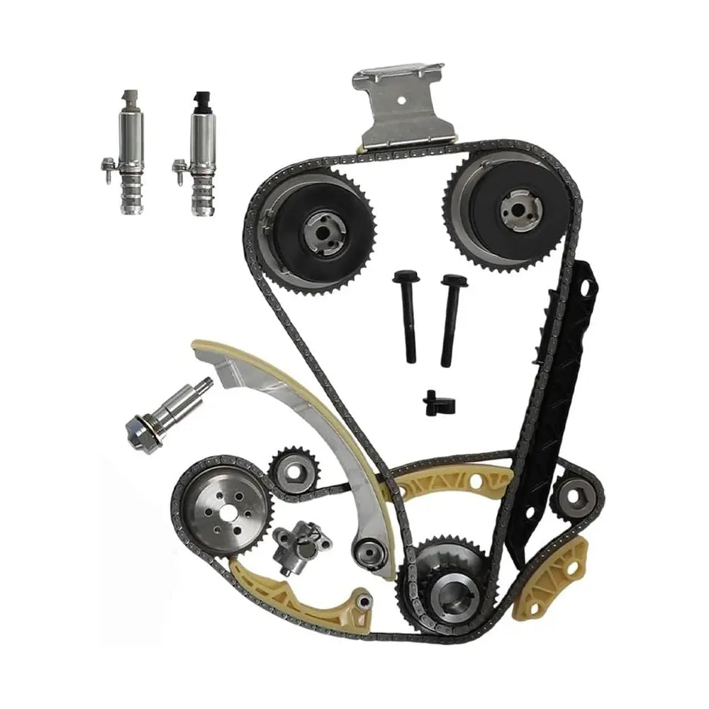 Complete timing chain kit with VVT solenoids sprockets tensioner guides for GM 2.4L L4 engines