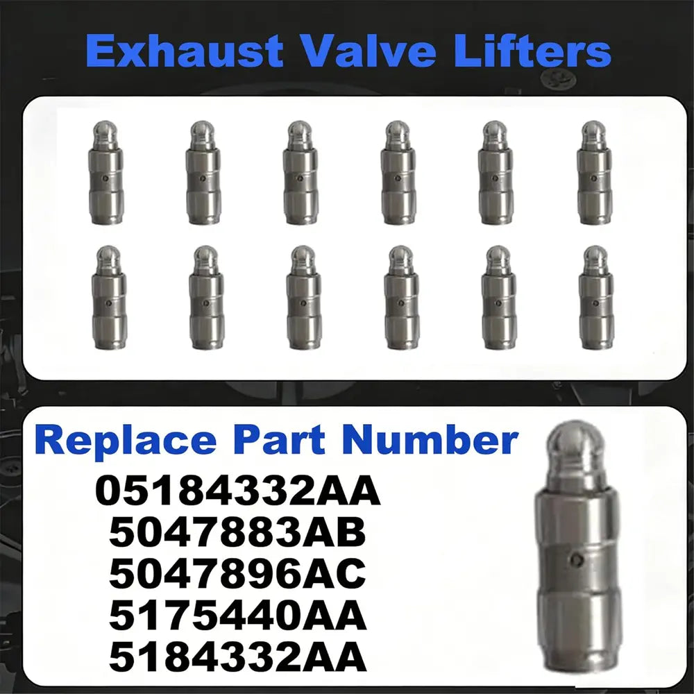 12pcs Exhaust Hydraulic Valve Lifters OE# 05184332AA 5047883AB 5047896AC 5175440AA 5184332AA for 3.6L Pentastar