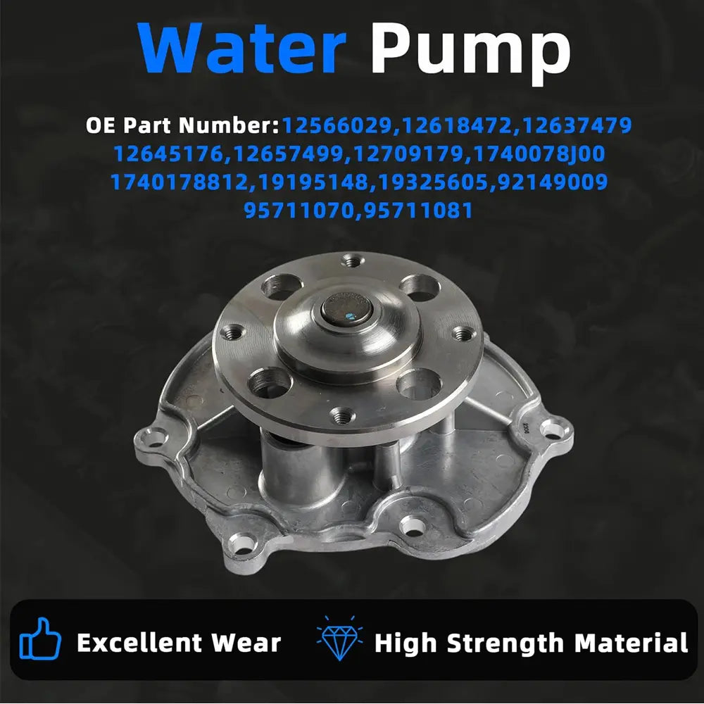 Engine Water Pump Assembly for GM 3.6L V6 DOHC, Replaces OE 12566029, 12618472, High Wear Resistance